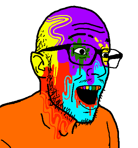 SoyBooru Post Colorful Glasses Open Mouth Soyjak Stubble Variant Esam